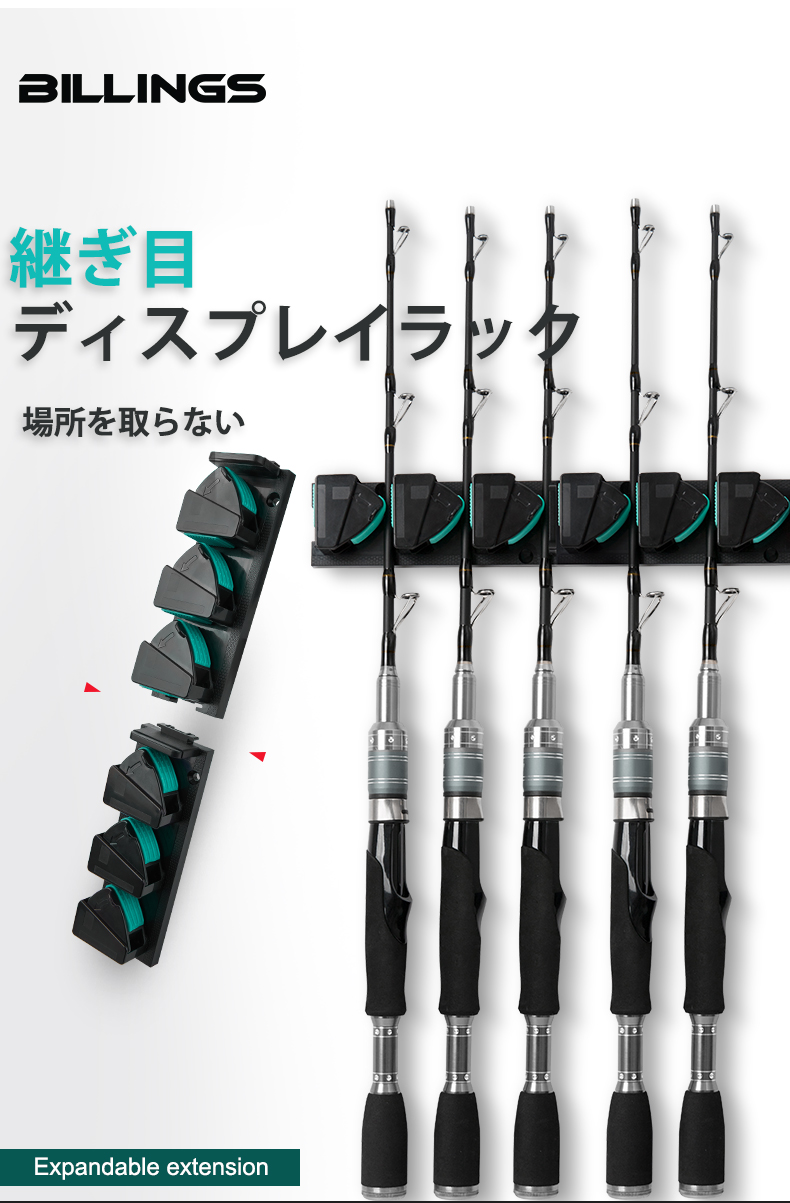 Fishing Rod Rack - BILLINGS Wandmontierter Angelrutenhalter mit 3M-Klebstoff, vertikaler