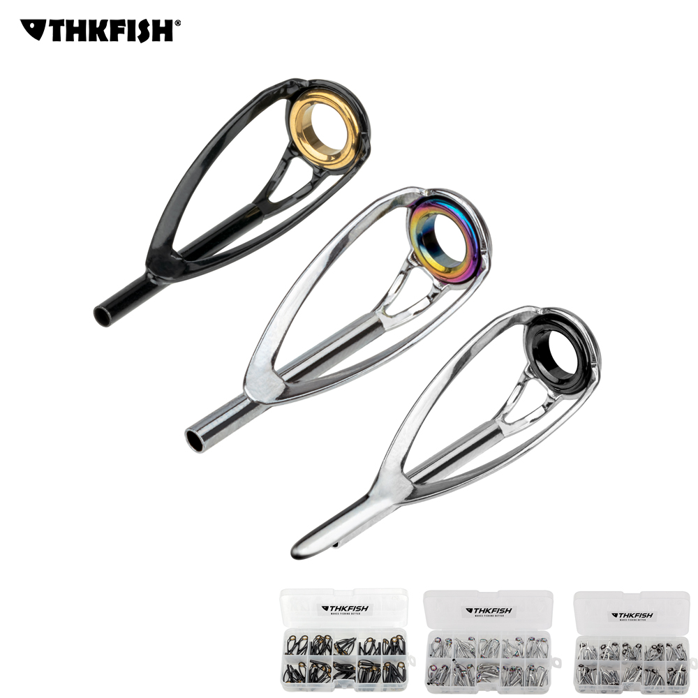 Fishing Rod Guide Replacement - THKFISH 50-teiliges Reparaturset für Angelrutenoberteile, Edelstahl-Führungsringe-Set,