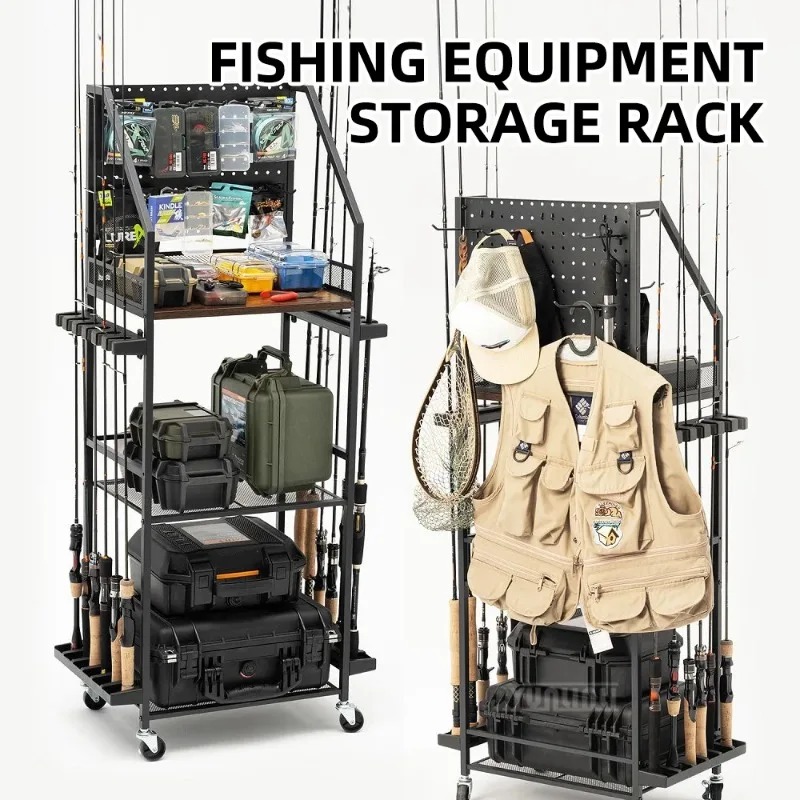 Fishing Rod Combo - Aufbewahrungsregal für Angelausrüstung, Angelruten- und Rollenhalter